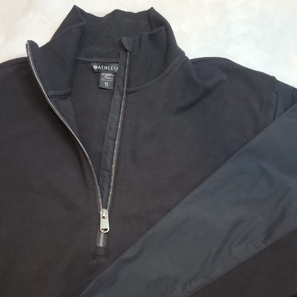 Athleta Black Half Zip-Up Pullover w/ Windbraker Material On Sides & Sleeves. XS - Picture 1 of 8